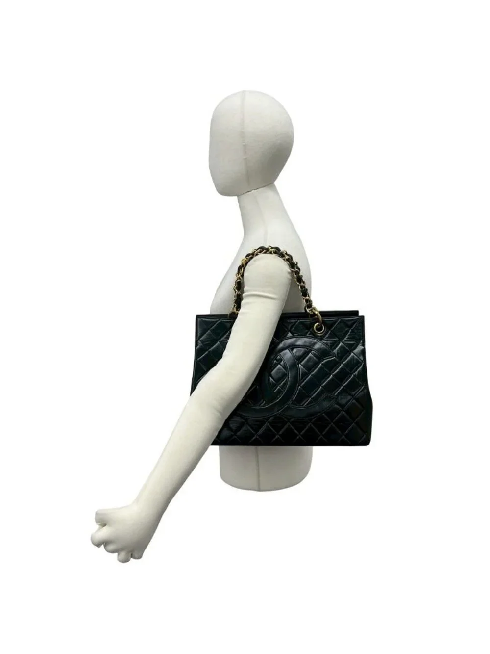 Chanel Card with Quilted CC Logo Jumbo CC Lambskin Tote Black